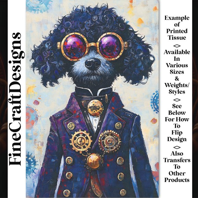 Papier Mousseline Cute Black Steampunk Poodé Chien AX5 Découpage (Créateur téléchargé)