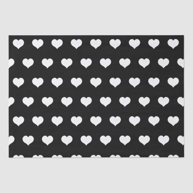 Papier Mousseline Cute Black White Heart Valentines Motif de la Jour (Recto)