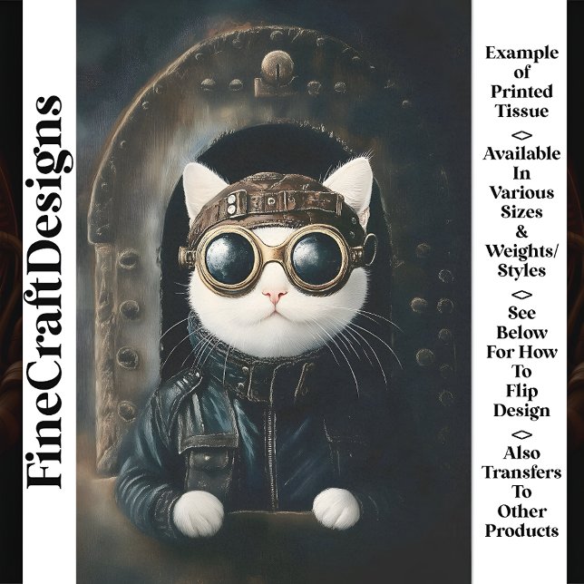 Papier Mousseline Cute Blanc Steampunk Dieselpunk Chat AQ9 Découpage (Créateur téléchargé)