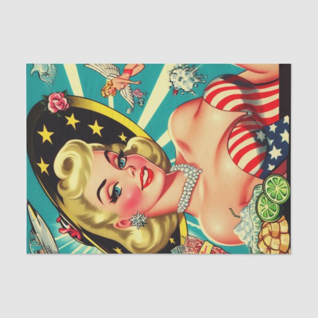 Papier Mousseline Cute Blonde Vintage fille (Recto)