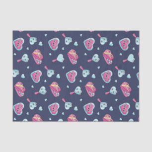 Papier Mousseline Cute Blue Rose Valentine's Day Love Doodle Motif