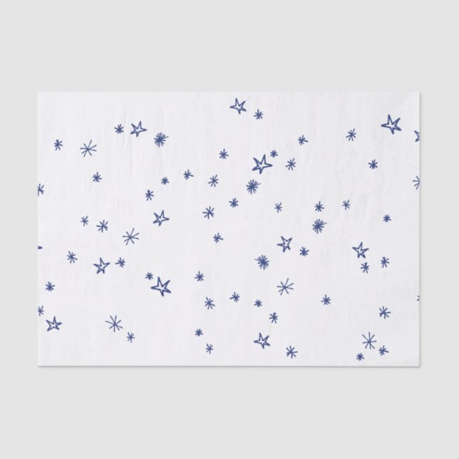 Papier Mousseline Cute Blue Twinkle Little Star Tissue Paper (Recto)