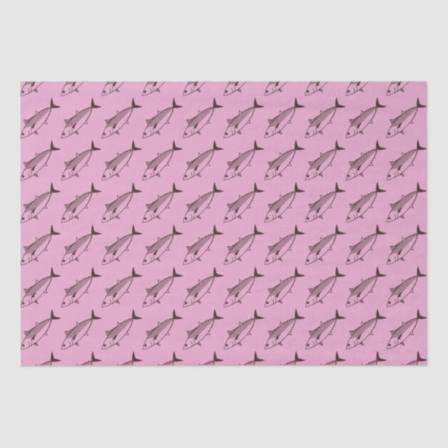 Papier Mousseline Cute Bonito Poisson dans Deep Maroon sur pastel Ro (Recto)