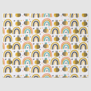 Papier Mousseline Cute Bumble Bee et Rainbows Motif