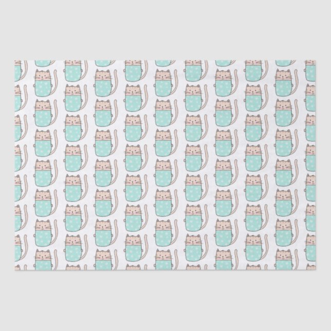 Papier Mousseline Cute Chat Filles Motifs Anniversaire (Recto)