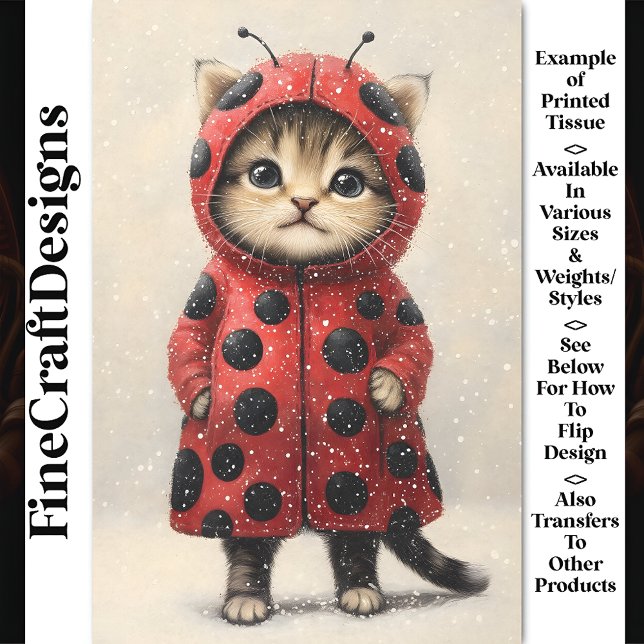 Papier Mousseline Cute Chat Kitty Habillé Comme Ladybug AK3F Découpa (Créateur téléchargé)