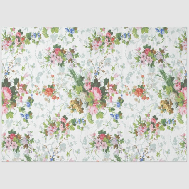 Papier Mousseline Cute Chic Girly Floral-White Arrière - plan (Recto)