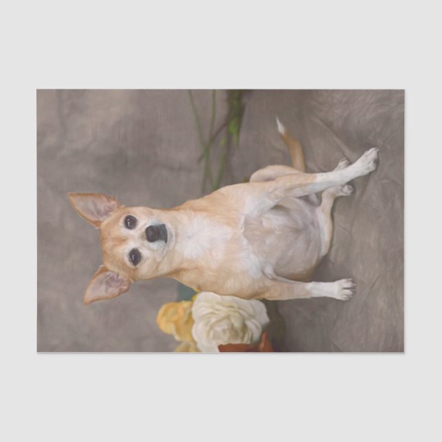 Papier Mousseline Cute Chihuahua Dog Floral Art Portrait d'animaux d (Recto)