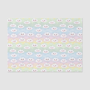 Papier Mousseline Cute coloré Pastel Waves Kawaii Clouds Motif