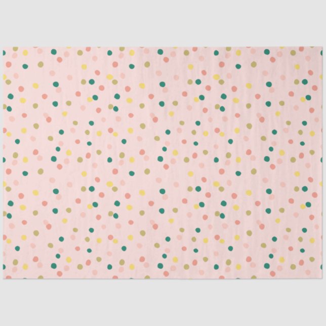 Papier Mousseline Cute Confetti Pois Motif rose vert (Recto)