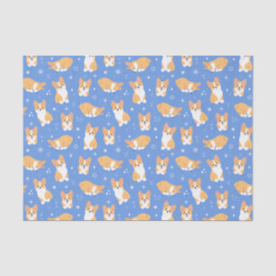 Papier Mousseline Cute Corgi Chien Chien Chien Bleu