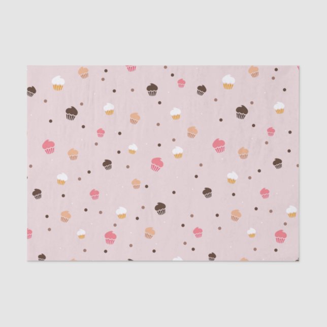 Papier Mousseline Cute Cupcakes Boulangerie Motif rose (Recto)