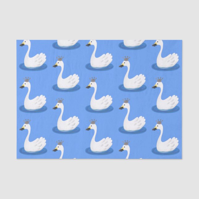Papier Mousseline Cute cygne blanc avec dessin de la couronne (Recto)