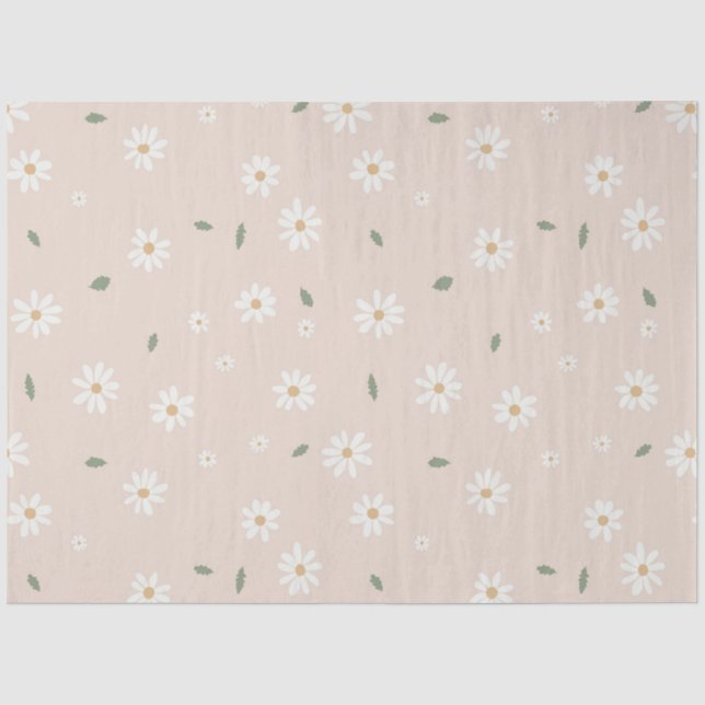 Papier Mousseline Cute Daisy Floral Blossoms & Greenery (Recto)