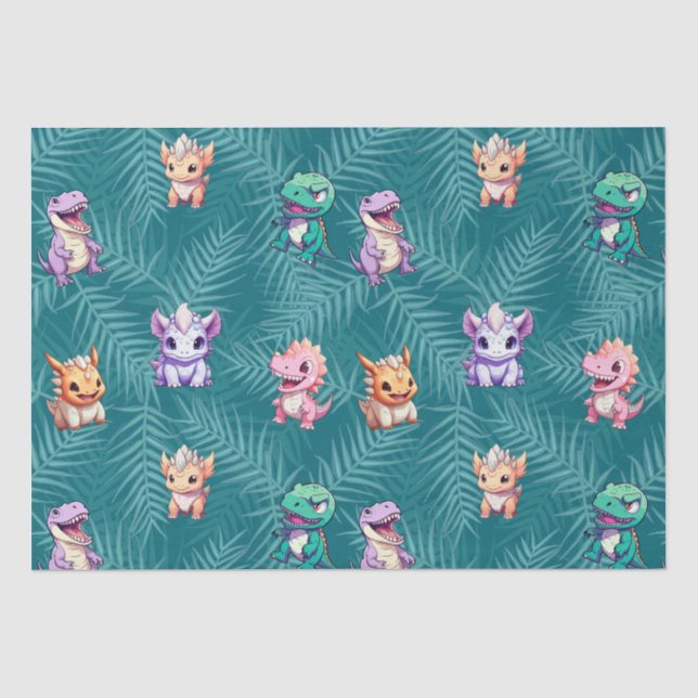 Papier Mousseline Cute dinosaur jungle anniversaire de enfant de l'é (Recto)