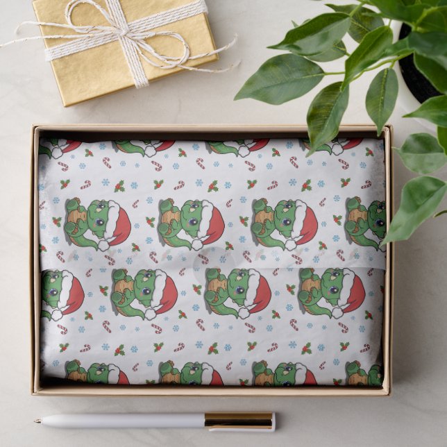 Papier Mousseline Cute Dinosaur Santa Hat Christmas Tissu Papier (Cadeau)