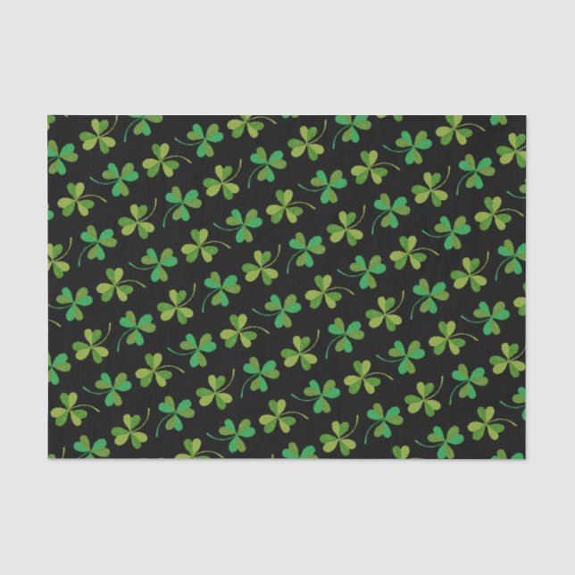 Papier Mousseline Cute & Elegant Shamrock foncé Motif vert & noir (Recto)