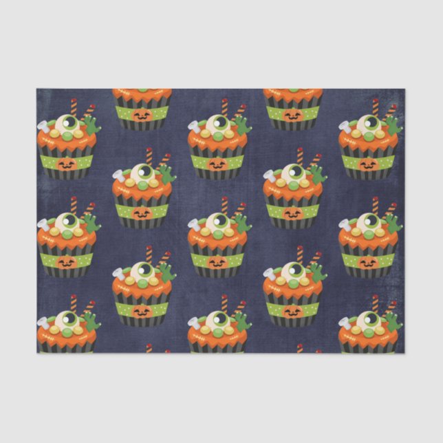 Papier Mousseline Cute et Déplaisante Halloween Cupcake avec un Big  (Recto)