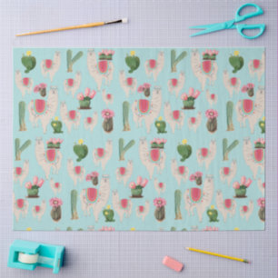 Papier Mousseline Cute Fiesta Llama & Cactus Motif