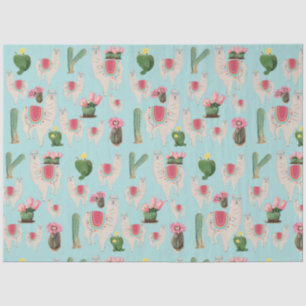 Papier Mousseline Cute Fiesta Llama & Cactus Motif