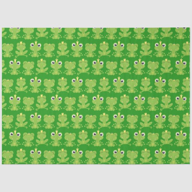 Papier Mousseline Cute Frogs Motif sur Dark Green (Recto)