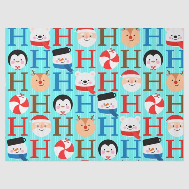 Papier Mousseline Cute Fun "Ho-Ho-Ho" Christmas Script Decoupage (Recto)