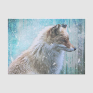 Papier Mousseline Cute Furry Fox sur Blue Grunge Arrière - plan