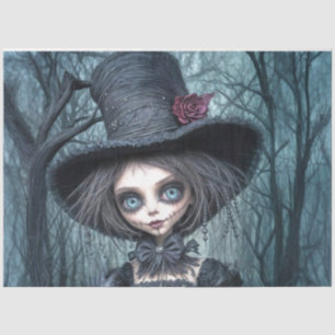 Papier Mousseline Cute Gothic Girl iDecoupage - Dark Whimsical Art