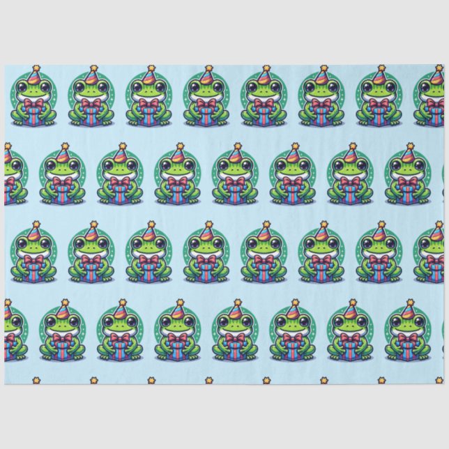 Papier Mousseline Cute Grenouille personnalisée Thème Anniversaire (Recto)