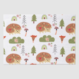 Papier Mousseline Cute Hedgehog Nature Floral Rainbow Motif