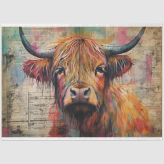 Papier Mousseline Cute Highland Portrait de vache Ephemera