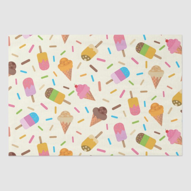 Papier Mousseline Cute Ice Cream cônes et Popsicles Motif (Recto)