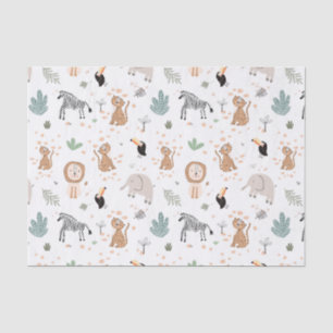 Papier Mousseline Cute Jungle Rainforest Animaux Motif