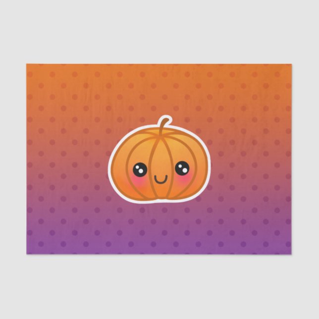 Papier Mousseline Cute Kawaii Halloween Dessin Citrouille (Recto)