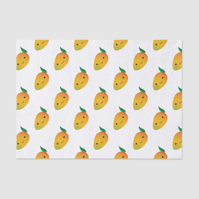 Papier Mousseline Cute Kawaii Mango souriant (Recto)