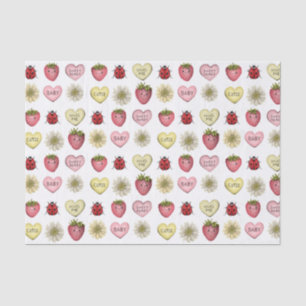Papier Mousseline Cute Kawaii Motif de la Saint Valentin fraise