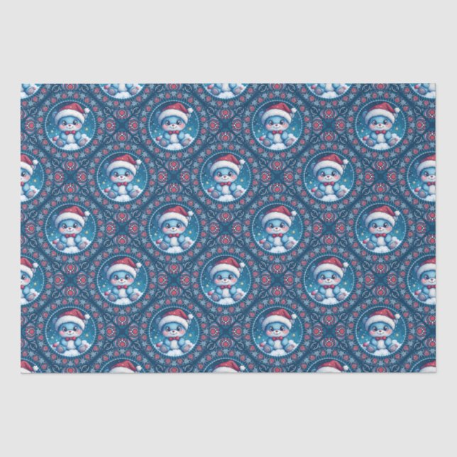 Papier Mousseline Cute Kawaii Ours Festif Mandala Geo Diamond Tile (Recto)