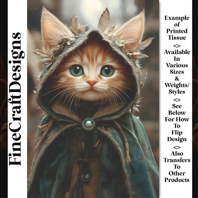 Papier Mousseline Cute Kitten Chat Dans Un Clocher Dans Woods BT8 Dé (Créateur téléchargé)