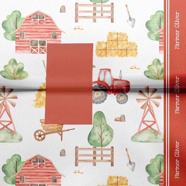 Papier Mousseline Cute Little Kids Farmer Motif avec prénom (Créateur téléchargé)