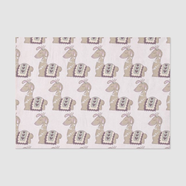 Papier Mousseline Cute Llama Princesse portant un modèle Couronne (Recto)