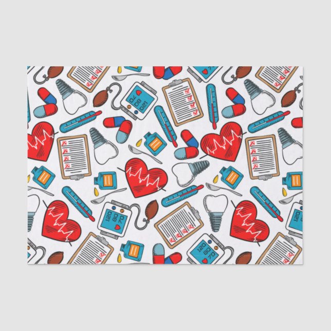 Papier Mousseline Cute Médicale Nurse Doctor thème Motif mixte  (Recto)