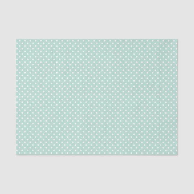 Papier Mousseline Cute Mint Green & White À petits pois Tissu Paper (Recto)