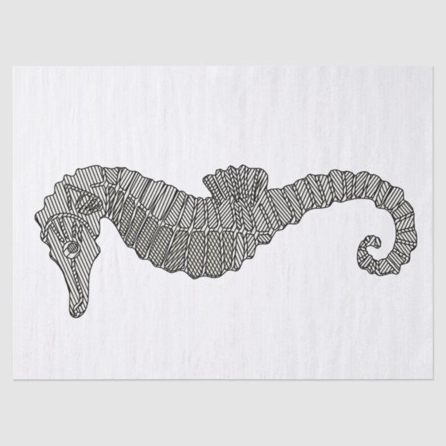Papier Mousseline Cute Modern Seahorse Dessin Nautique Nautique do-i (Recto)