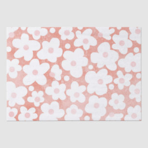 Papier Mousseline Cute Moderne Rétro Daisy Pink Terracotta