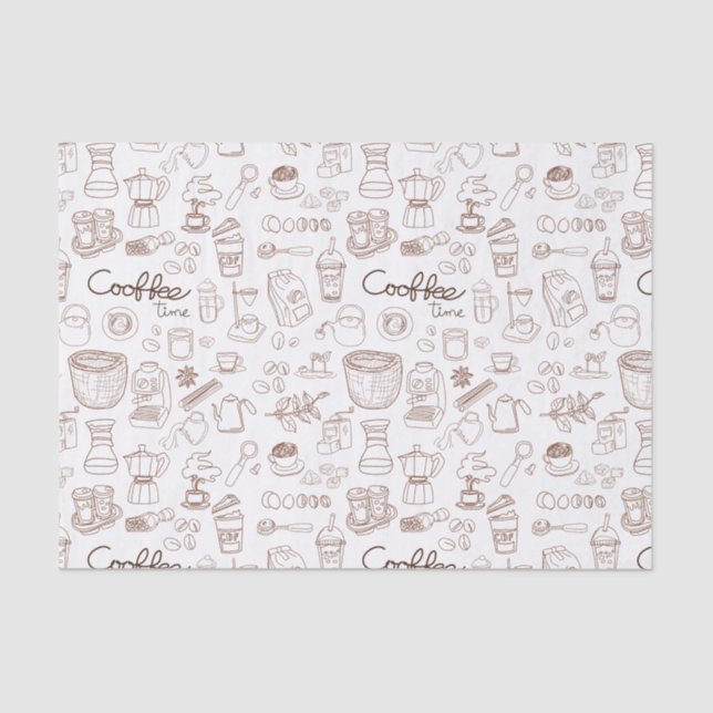 Papier Mousseline Cute Motif café (Recto)