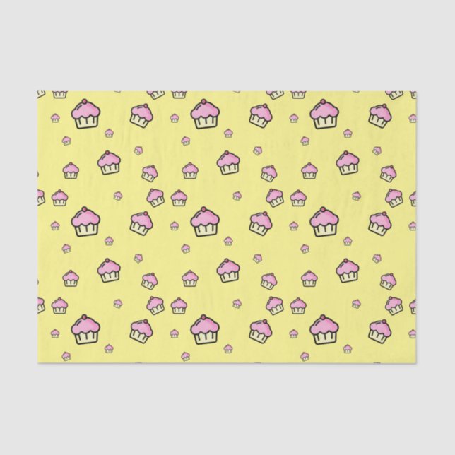 Papier Mousseline Cute motif de cupcake Papier Tissu Jaune (Recto)