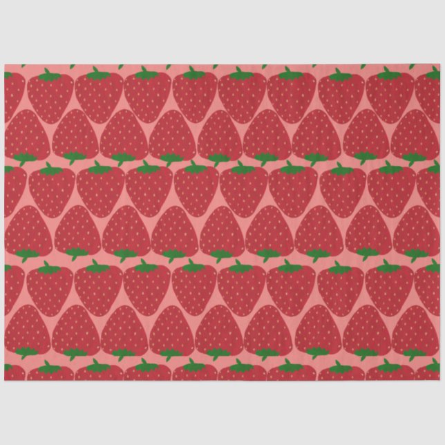 Papier Mousseline Cute Motif de fraise rétro en rouge et rose (Recto)
