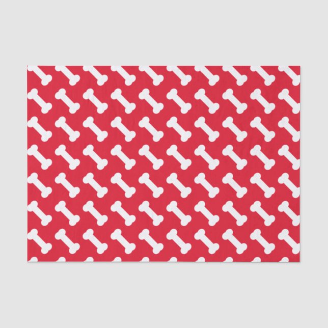 Papier Mousseline Cute Motif d'os de chien - Rouge Personnalisé (Recto)