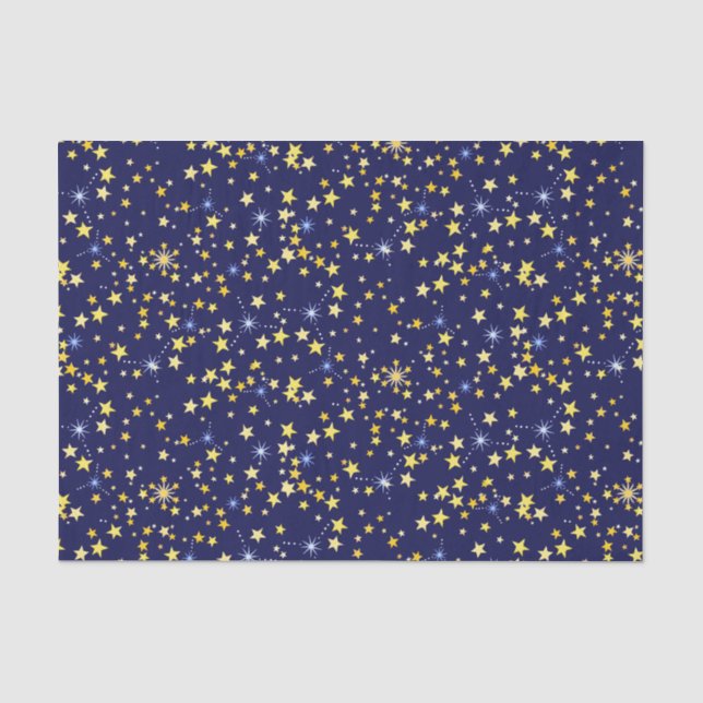 Papier Mousseline Cute Navy Blue Celestin Motif Amusant Lovely Star (Recto)