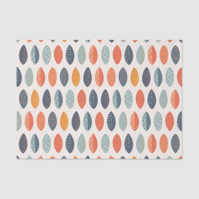 Papier Mousseline Cute Orange Blue Ochre Motif botanique feuilleté (Recto)